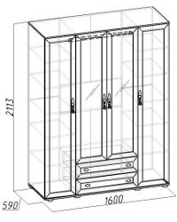 Спальня Милана Шкаф для одежды и белья 1 1600х590х2113